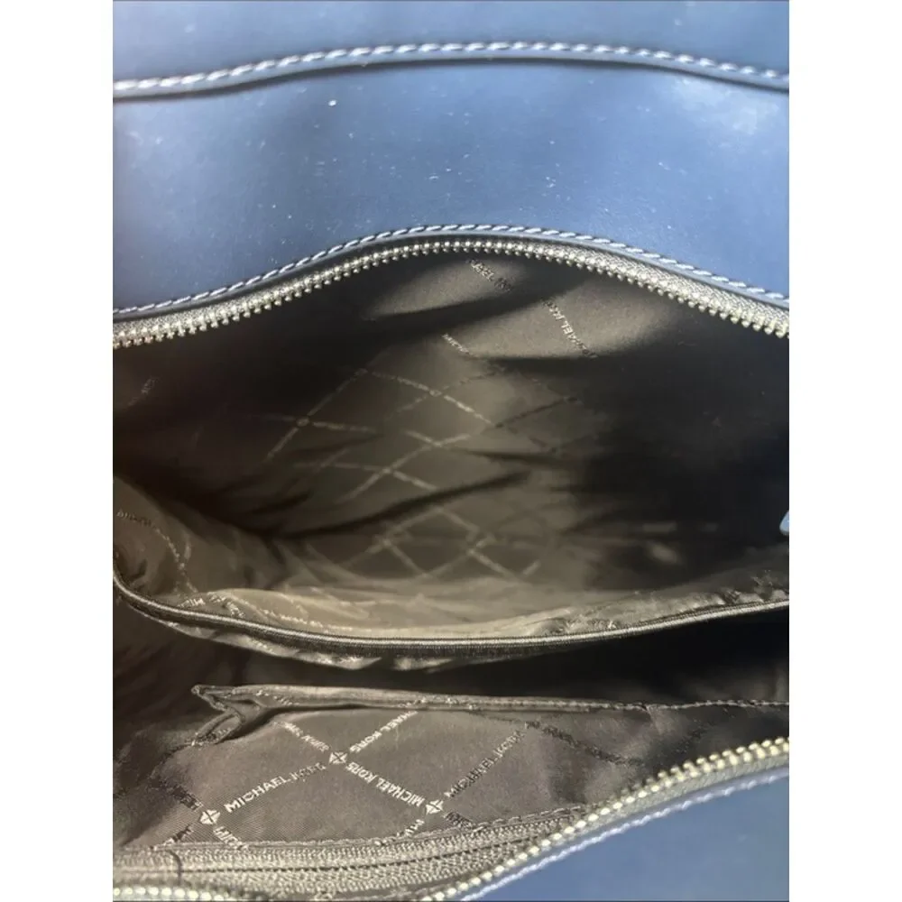 Michael Kors Cooper Tall Utility Tote Navy Leather Laptop Work Bag NWOT Mens